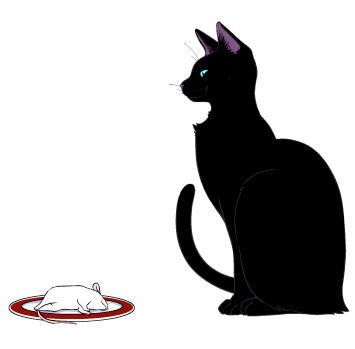 スマートな猫姿の久保良太郎とお皿がゴージャスなジョニーです